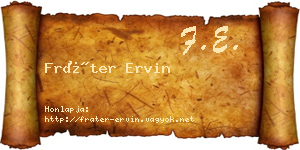 Fráter Ervin névjegykártya